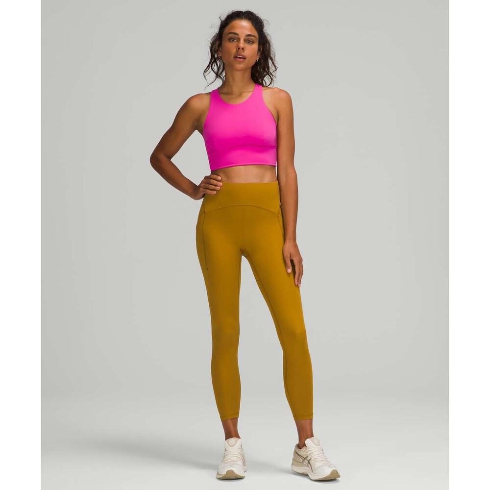 Lululemon power thru high rise 25" athletic leggings size 4 gold spice color NWT